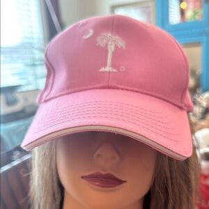 Pink Baseball Cap with Palm Tree Embroidery